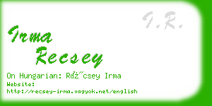 irma recsey business card
